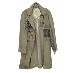 RAG & BONE Graffiti Trench Coat Painted Frayed